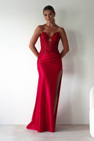Perla Embellished Gown | Red | Debs & Prom | Formal Gown | Oh Hello Clothing