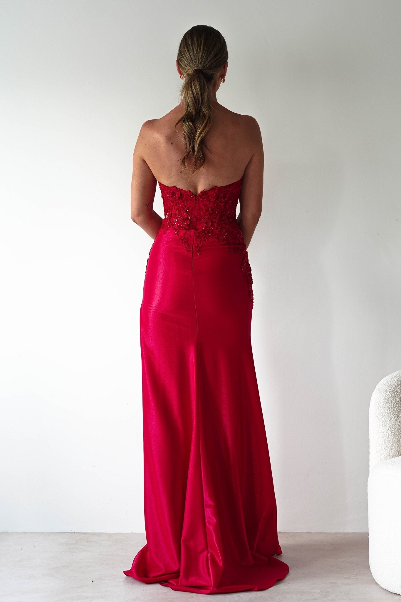 Perla Embellished Gown | Red | Debs & Prom | Formal Gown | Oh Hello Clothing