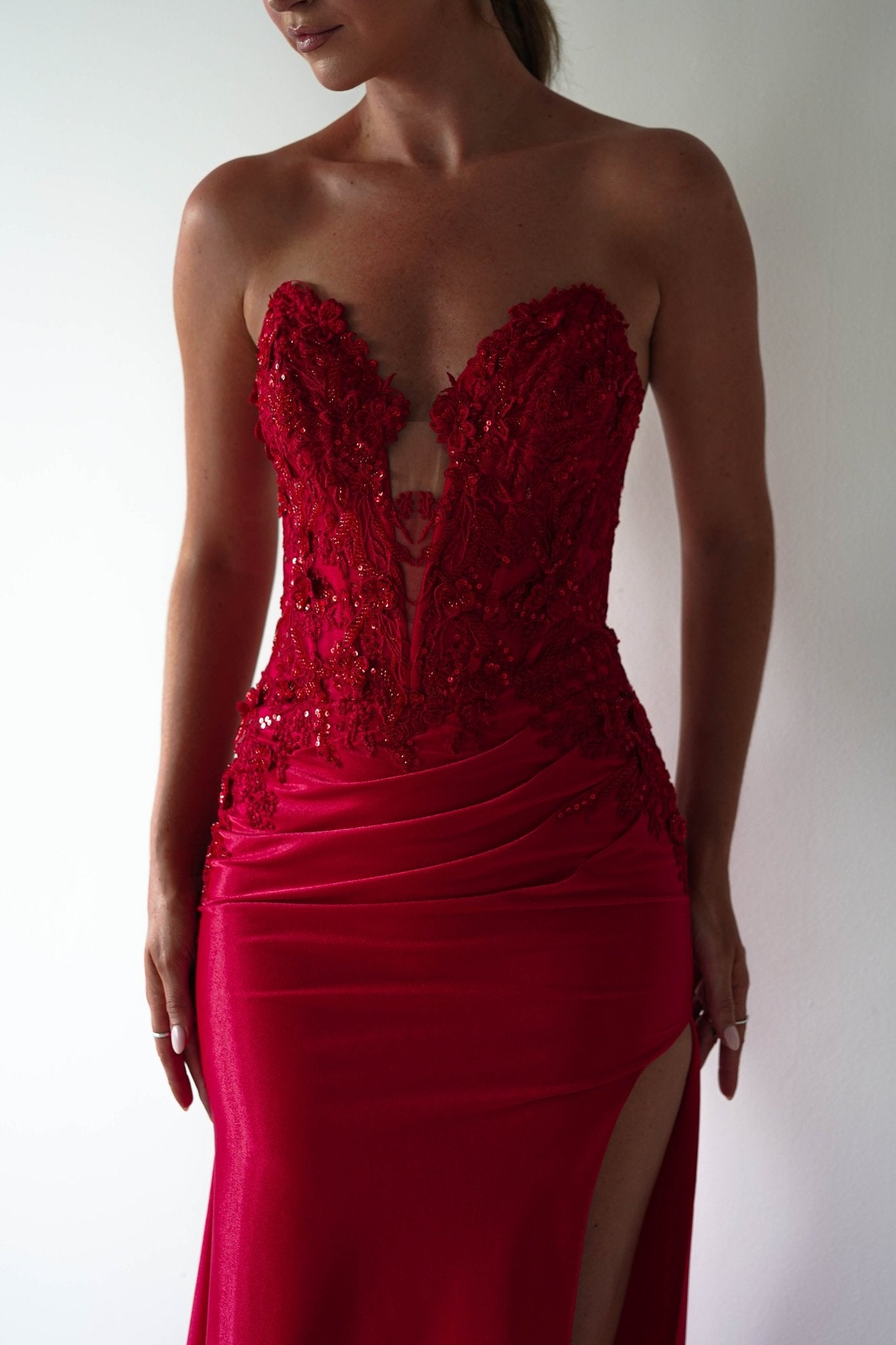 Perla Embellished Gown | Red | Debs & Prom | Formal Gown | Oh Hello Clothing