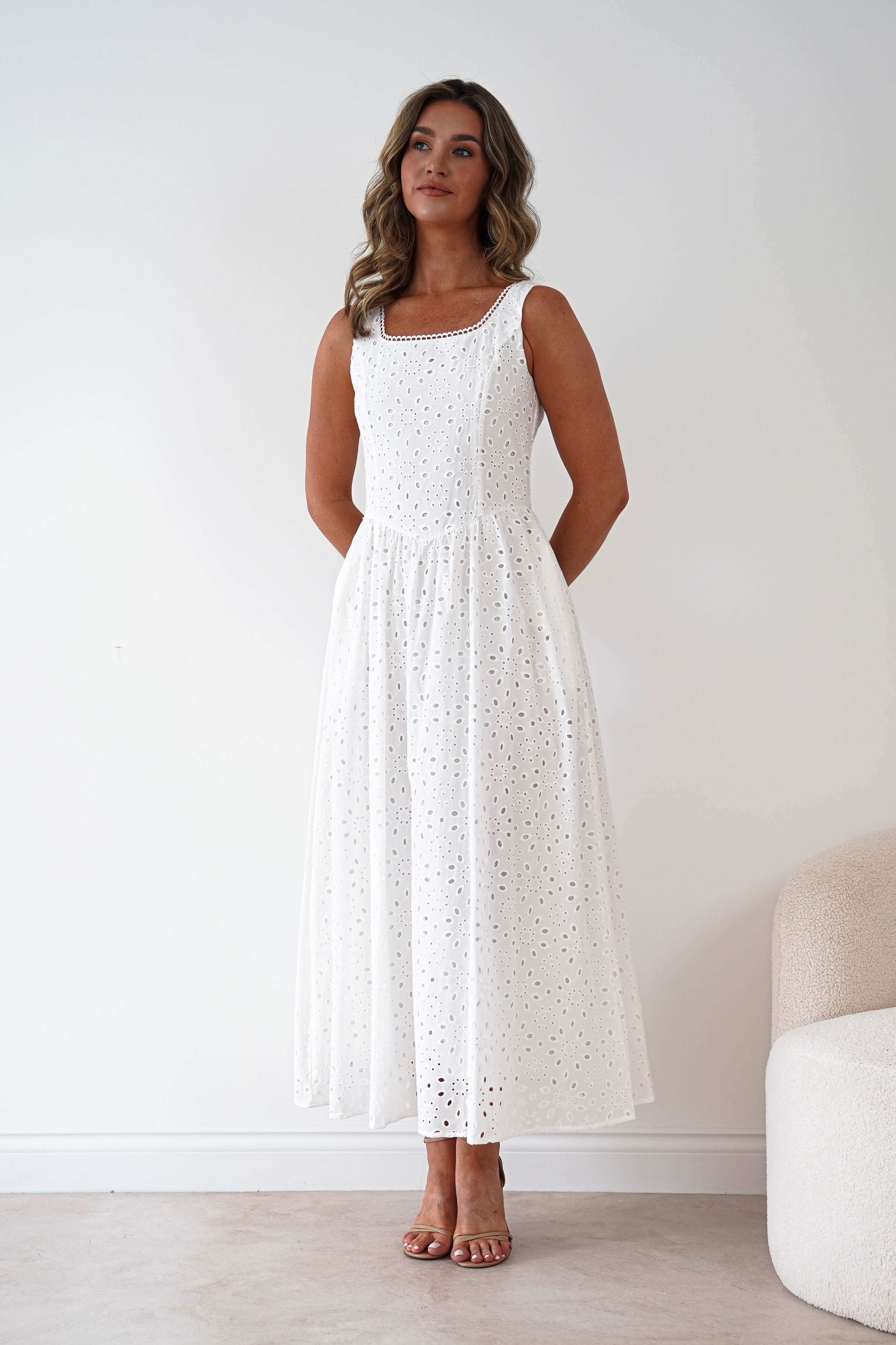 Oh Hello Clothing Women > Clothing > Dresses Petal Skater Cotton Maxi Dress | White