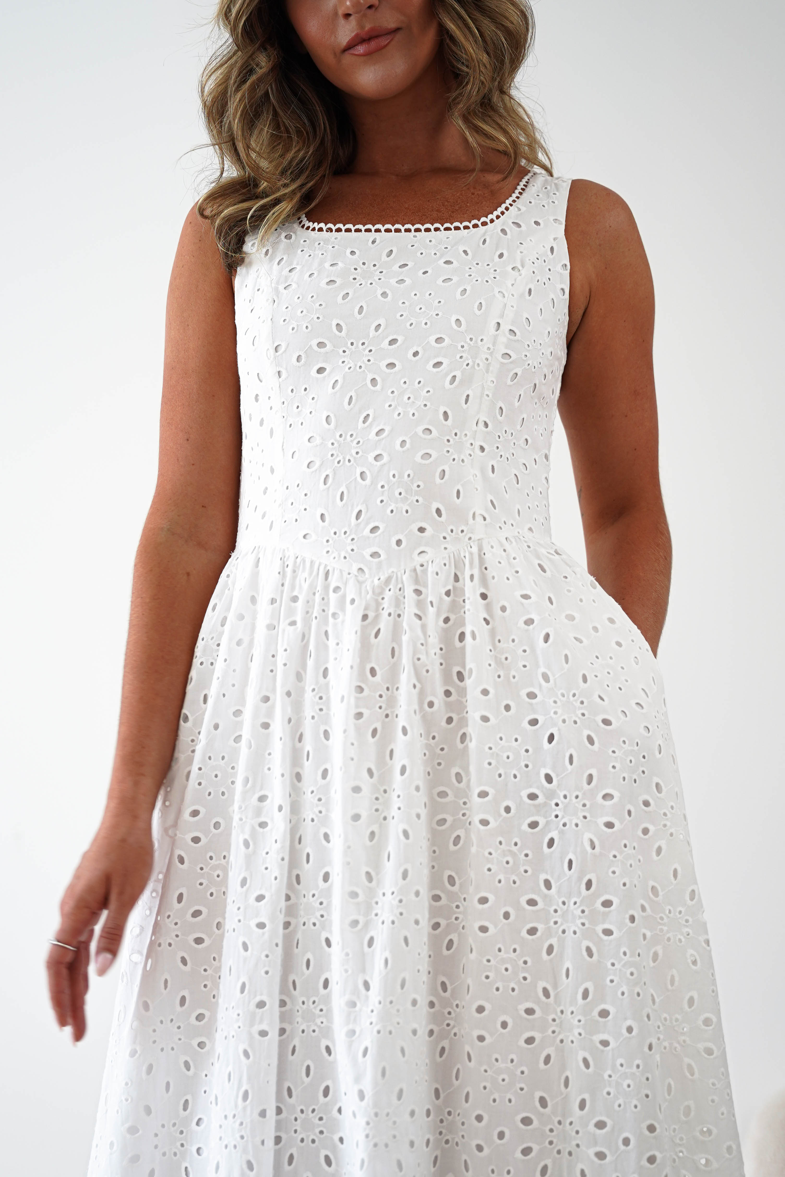 Oh Hello Clothing Women > Clothing > Dresses Petal Skater Cotton Maxi Dress | White
