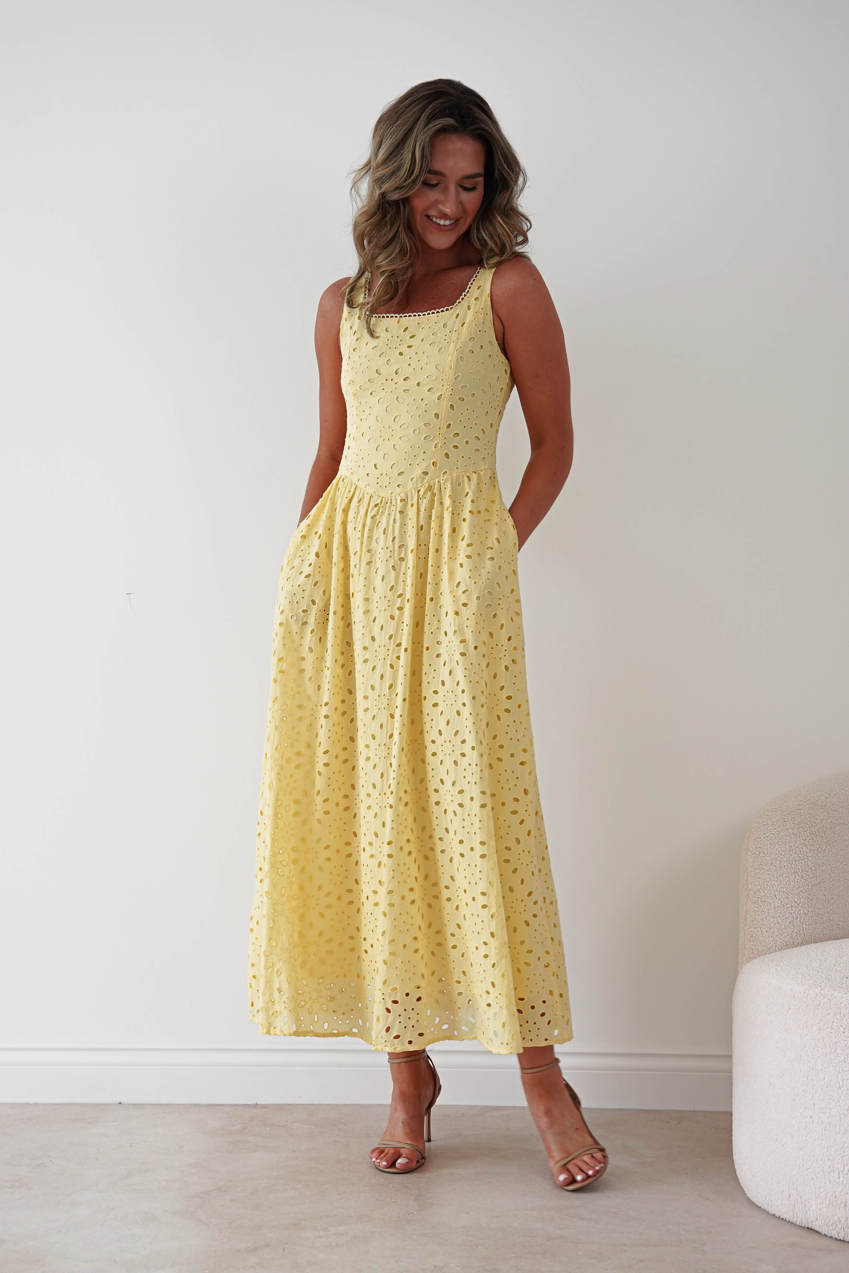 Oh Hello Clothing Women > Clothing > Dresses Petal Skater Cotton Maxi Dress | Yellow