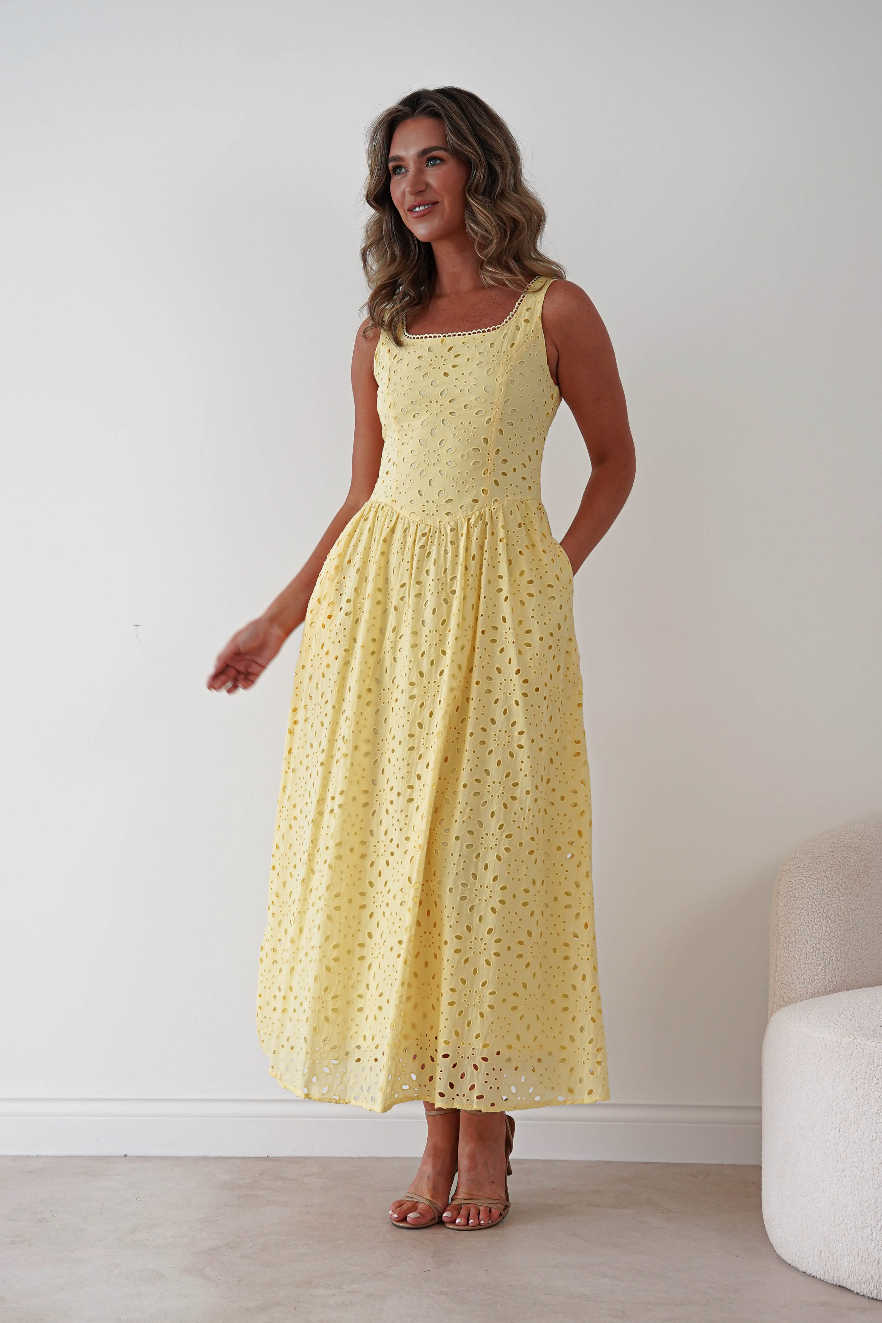 Oh Hello Clothing Women > Clothing > Dresses Petal Skater Cotton Maxi Dress | Yellow