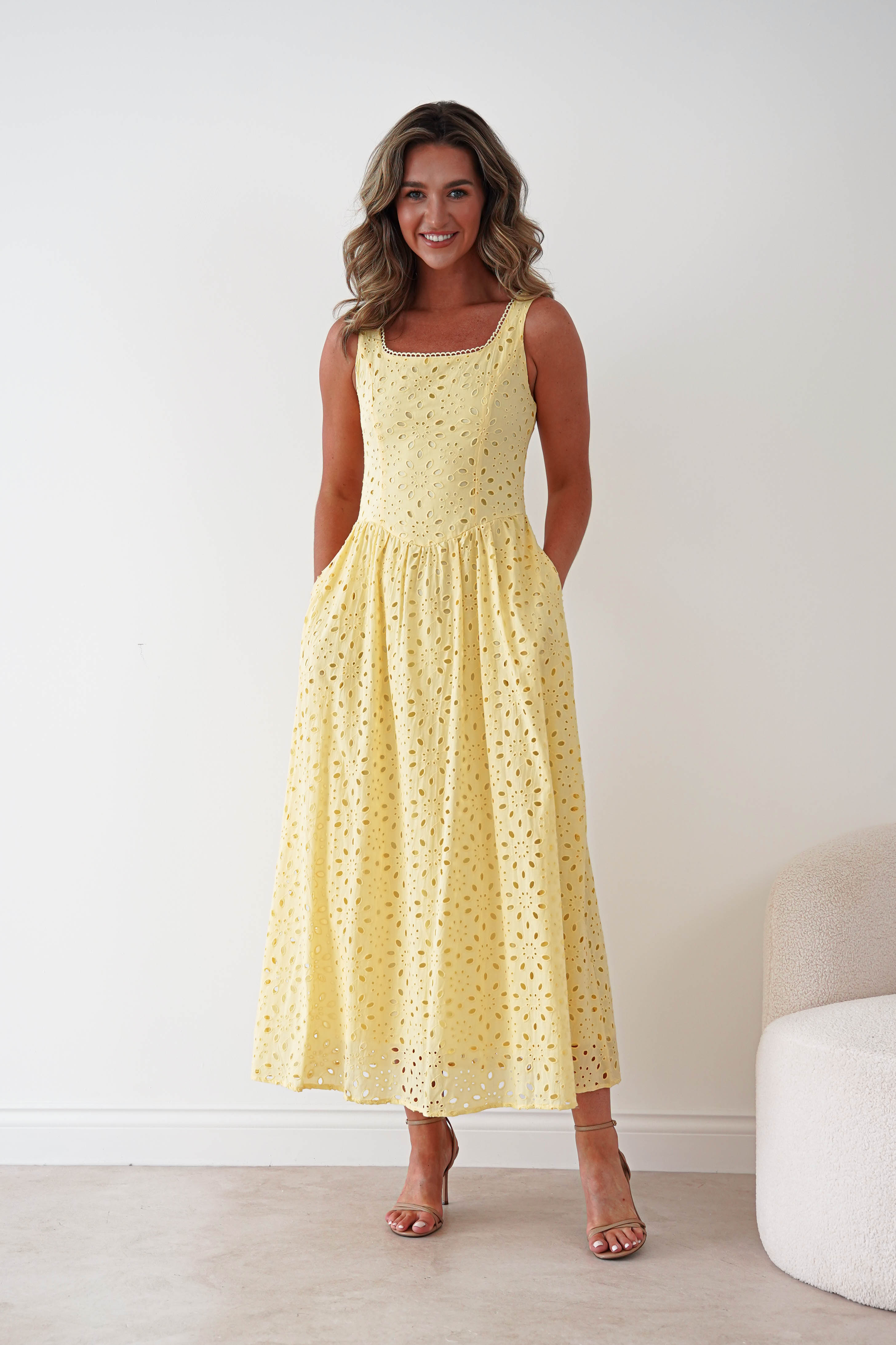 Oh Hello Clothing Women > Clothing > Dresses Petal Skater Cotton Maxi Dress | Yellow