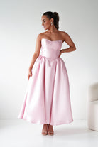 Oh Hello Clothing Women > Clothing > Dresses Phoebe Sweetheart Strapless Midi Dress | Pink