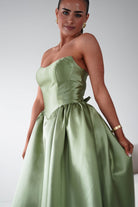 Oh Hello Clothing Women > Clothing > Dresses Phoebe Sweetheart Strapless Midi Dress | Sage