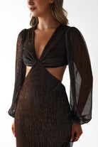 Pietra Plisse Cut Out Maxi Dress Brown | Wedding Guest Dress | Maxi | Oh Hello Clothing