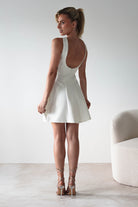 Polly Structured Pearl Detail Mini Dress | White | Graduation | Bride To Be Hen Dress | Oh Hello Clothing