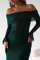 Presley Mesh Long Sleeve Midaxi Dress Forest Green | Wedding Guest Dress | Long Sleeve | Mesh | Oh Hello Clothing