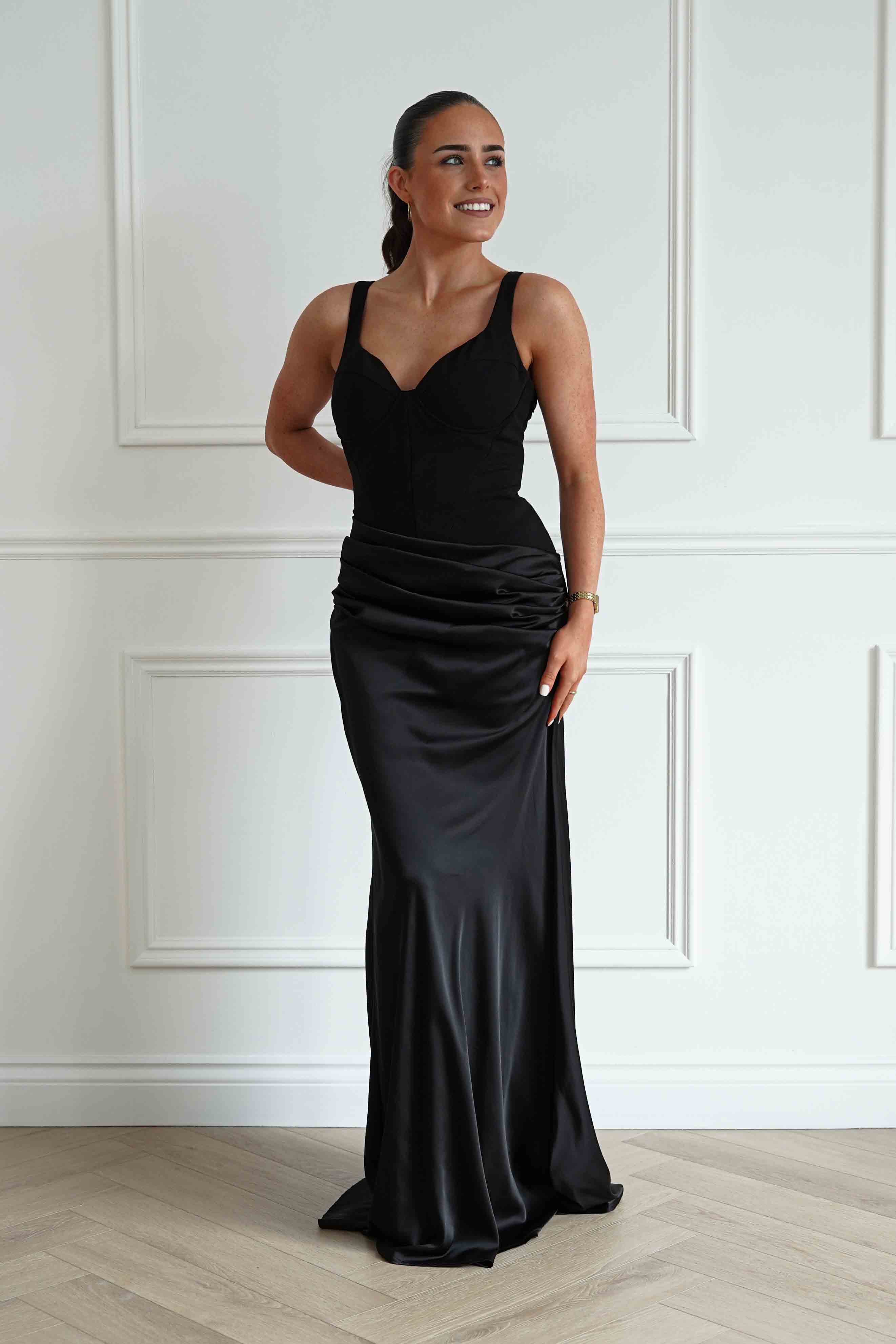 Oh Hello Clothing Women > Clothing > Dresses Rachel Structured Draped Maxi Dress | Black