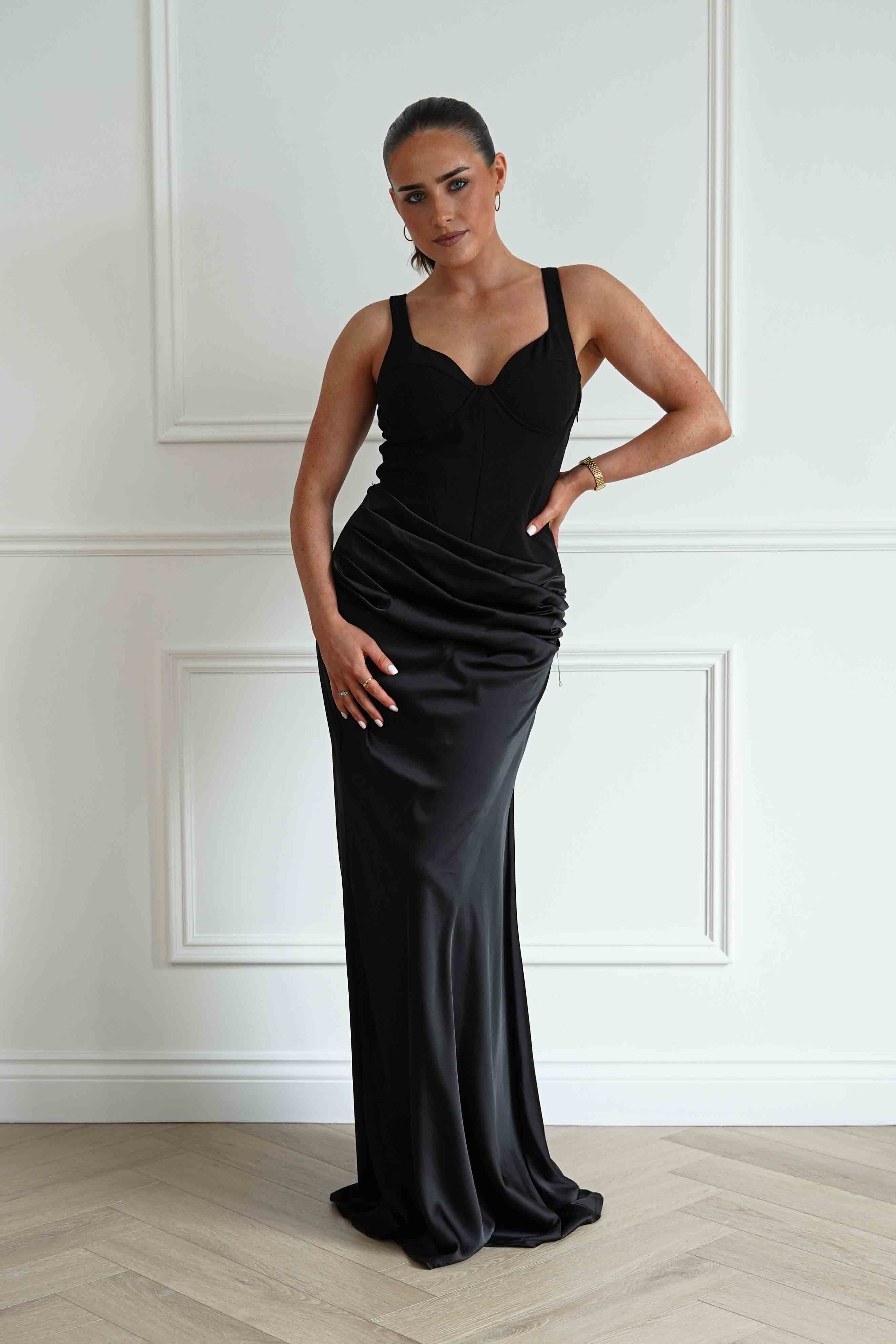 Oh Hello Clothing Women > Clothing > Dresses Rachel Structured Draped Maxi Dress | Black