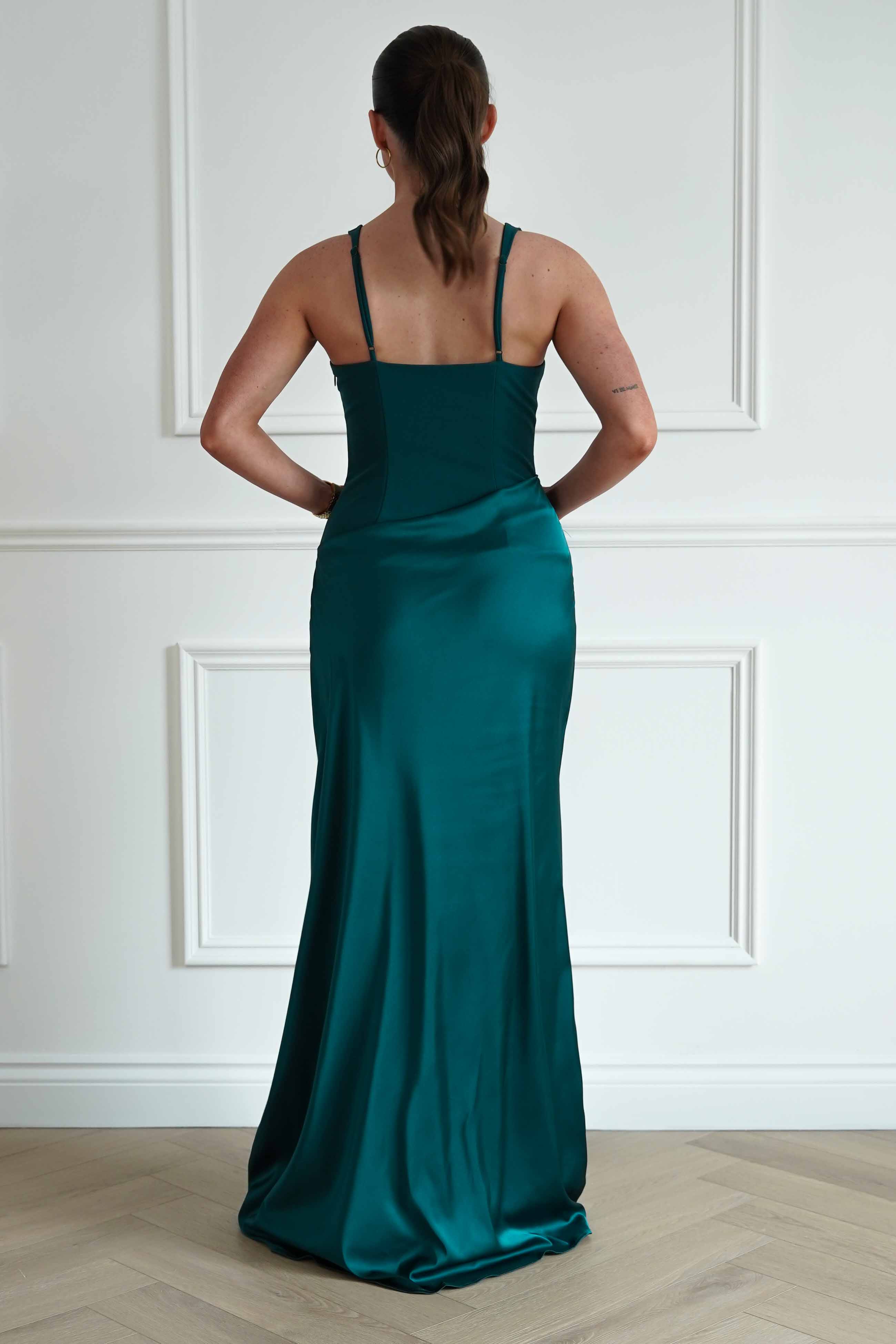 Oh Hello Clothing Women > Clothing > Dresses Rachel Structured Draped Maxi Dress | Emerald Green