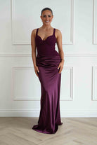Oh Hello Clothing Women > Clothing > Dresses Rachel Structured Draped Maxi Dress | Plum