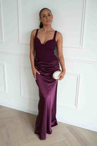 Oh Hello Clothing Women > Clothing > Dresses Rachel Structured Draped Maxi Dress | Plum