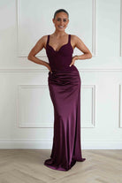 Oh Hello Clothing Women > Clothing > Dresses Rachel Structured Draped Maxi Dress | Plum
