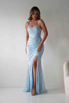 Oh Hello Clothing Dresses > Prom Dresses Rae Bodycon Floral Sequin Maxi Gown | Blue