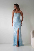 Oh Hello Clothing Dresses > Prom Dresses Rae Bodycon Floral Sequin Maxi Gown | Blue