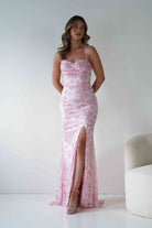 Oh Hello Clothing Dresses > Prom Dresses Rae Bodycon Floral Sequin Maxi Gown | Pink