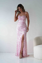 Oh Hello Clothing Dresses > Prom Dresses Rae Bodycon Floral Sequin Maxi Gown | Pink