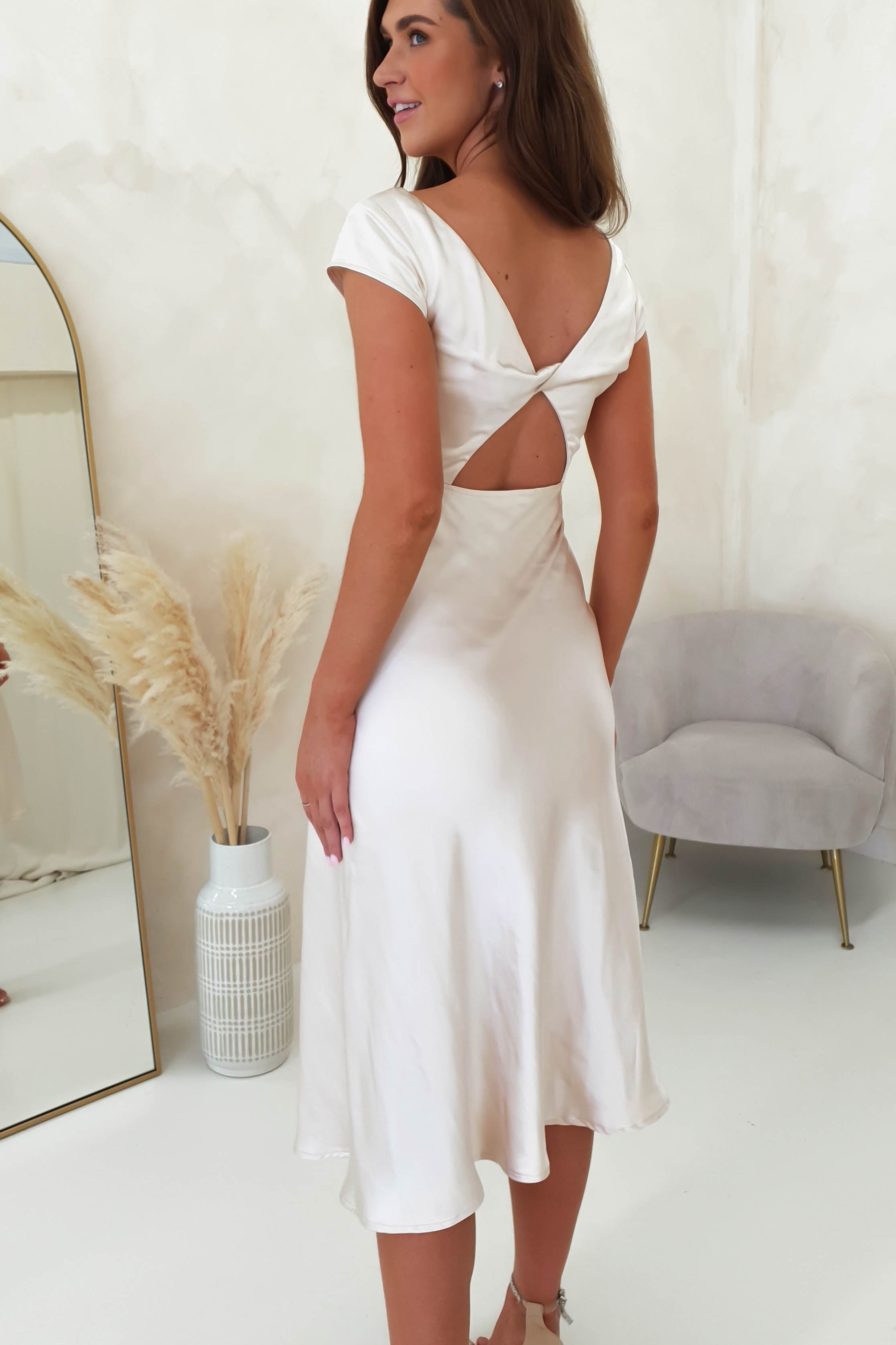 Ranela Twist Back Detail Midi | Champagne | Oh Hello Clothing