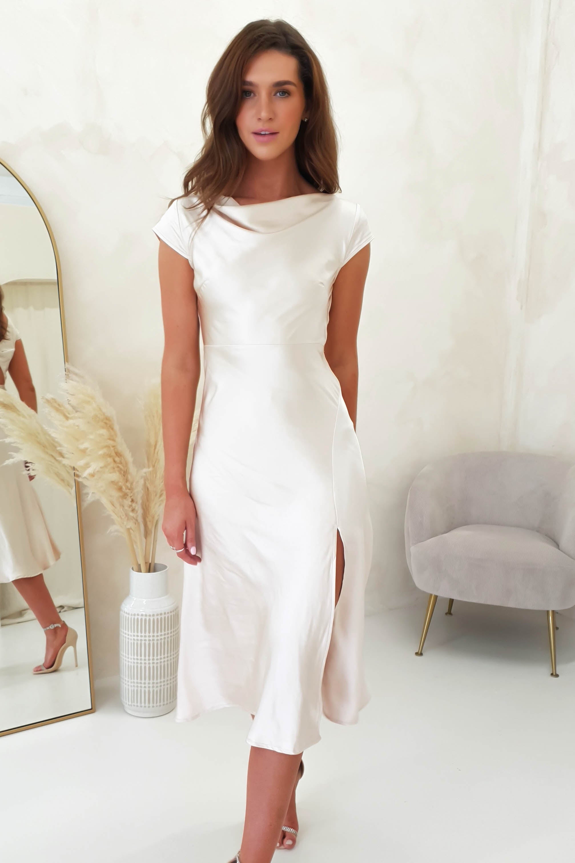Ranela Twist Back Detail Midi | Champagne | Oh Hello Clothing