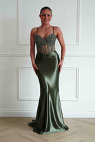 Oh Hello Clothing Dresses > Prom Dresses Raya Embellished Corset Gown | Olive