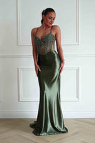 Oh Hello Clothing Dresses > Prom Dresses Raya Embellished Corset Gown | Olive