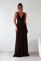 Rebecca Chiffon Maxi Dress Brown | Wedding Guest Dress | Maxi | Chiffon | Oh Hello Clothing
