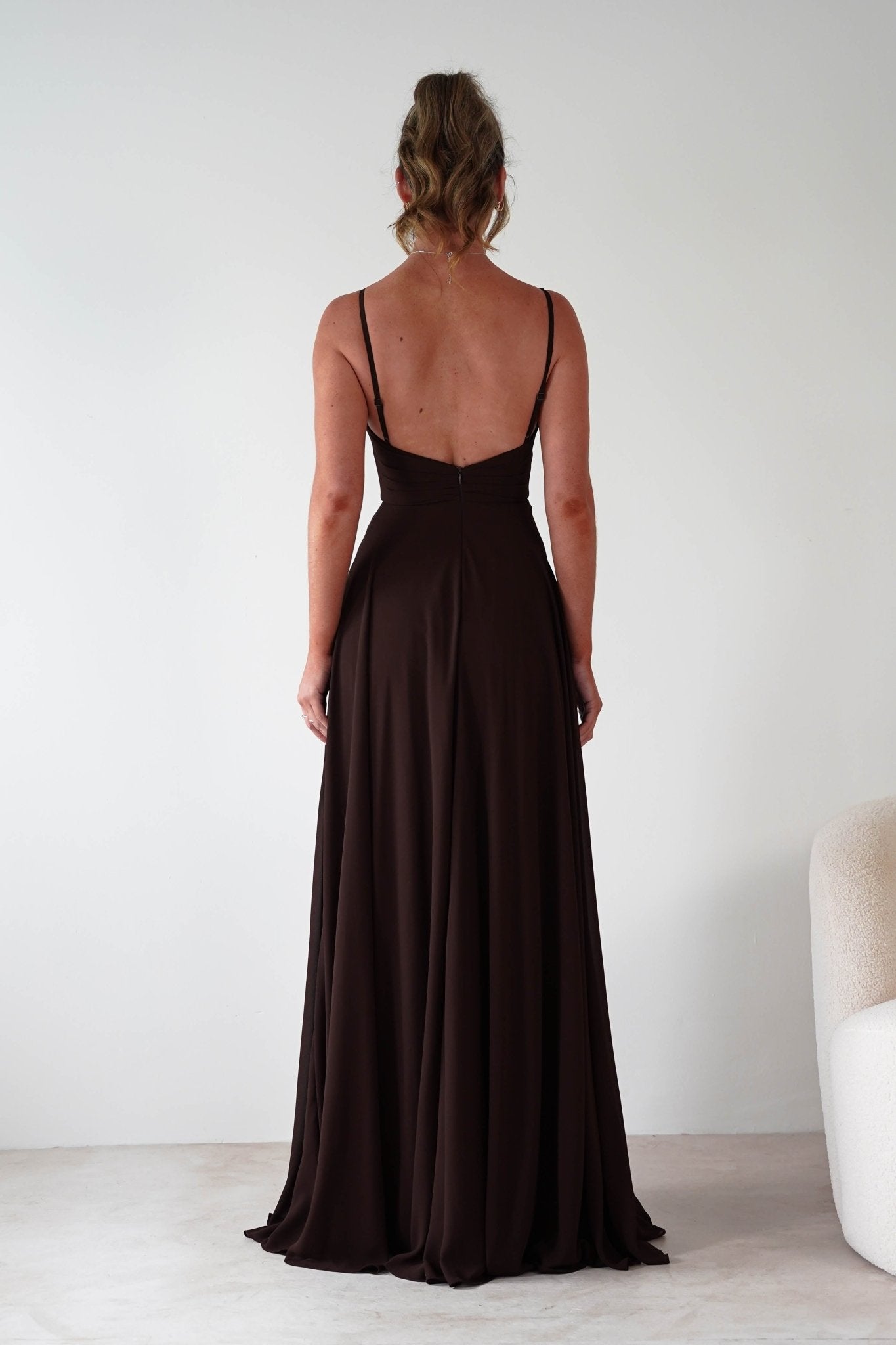 Rebecca Chiffon Maxi Dress Brown | Wedding Guest Dress | Maxi | Chiffon | Oh Hello Clothing