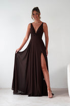 Rebecca Chiffon Maxi Dress Brown | Wedding Guest Dress | Maxi | Chiffon | Oh Hello Clothing