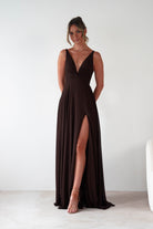 Rebecca Chiffon Maxi Dress Brown | Wedding Guest Dress | Maxi | Chiffon | Oh Hello Clothing