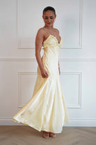 Oh Hello Clothing Women > Clothing > Dresses Remi Frill Trim Satin Maxi Dress | Yellow
