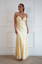 Oh Hello Clothing Women > Clothing > Dresses Remi Frill Trim Satin Maxi Dress | Yellow