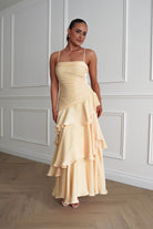 Oh Hello Clothing Women > Clothing > Dresses Renee Luminescent Ruffle Maxi Dress | Yellow