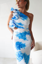 Rhia Ruffle Floral Maxi Dress Blue/White | Wedding Guest Dress | Maxi | Oh Hello Clothing