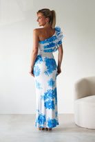 Rhia Ruffle Floral Maxi Dress Blue/White | Wedding Guest Dress | Maxi | Oh Hello Clothing