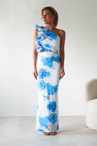 Rhia Ruffle Floral Maxi Dress Blue/White | Wedding Guest Dress | Maxi | Oh Hello Clothing