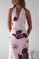 Rhoda Floral Print Mesh Maxi Dress Light Pink | Wedding Guest Dress | Maxi | Mesh | Oh Hello Clothing