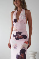 Rhoda Floral Print Mesh Maxi Dress Light Pink | Wedding Guest Dress | Maxi | Mesh | Oh Hello Clothing