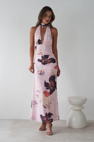 Rhoda Floral Print Mesh Maxi Dress Light Pink | Wedding Guest Dress | Maxi | Mesh | Oh Hello Clothing