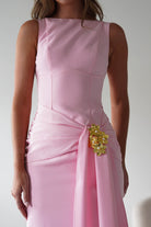 Rina Gathered Waist Midaxi Dress Pink | Wedding Guest Dress | Oh Hello Clothing