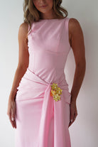 Rina Gathered Waist Midaxi Dress Pink | Wedding Guest Dress | Oh Hello Clothing