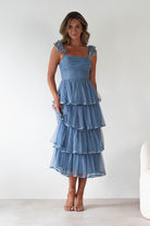 Riverina Tulle Layered Midi Dress Blue | Wedding Guest Dress | Midi | Oh Hello Clothing