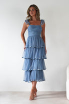Riverina Tulle Layered Midi Dress Blue | Wedding Guest Dress | Midi | Oh Hello Clothing