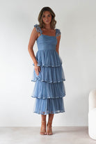Riverina Tulle Layered Midi Dress Blue | Wedding Guest Dress | Midi | Oh Hello Clothing