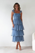Riverina Tulle Layered Midi Dress Blue | Wedding Guest Dress | Midi | Oh Hello Clothing