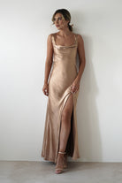 Riviera Soft Satin Maxi Gown | Gold/Bronze | Debs & Prom | Formal Gown | Oh Hello Clothing