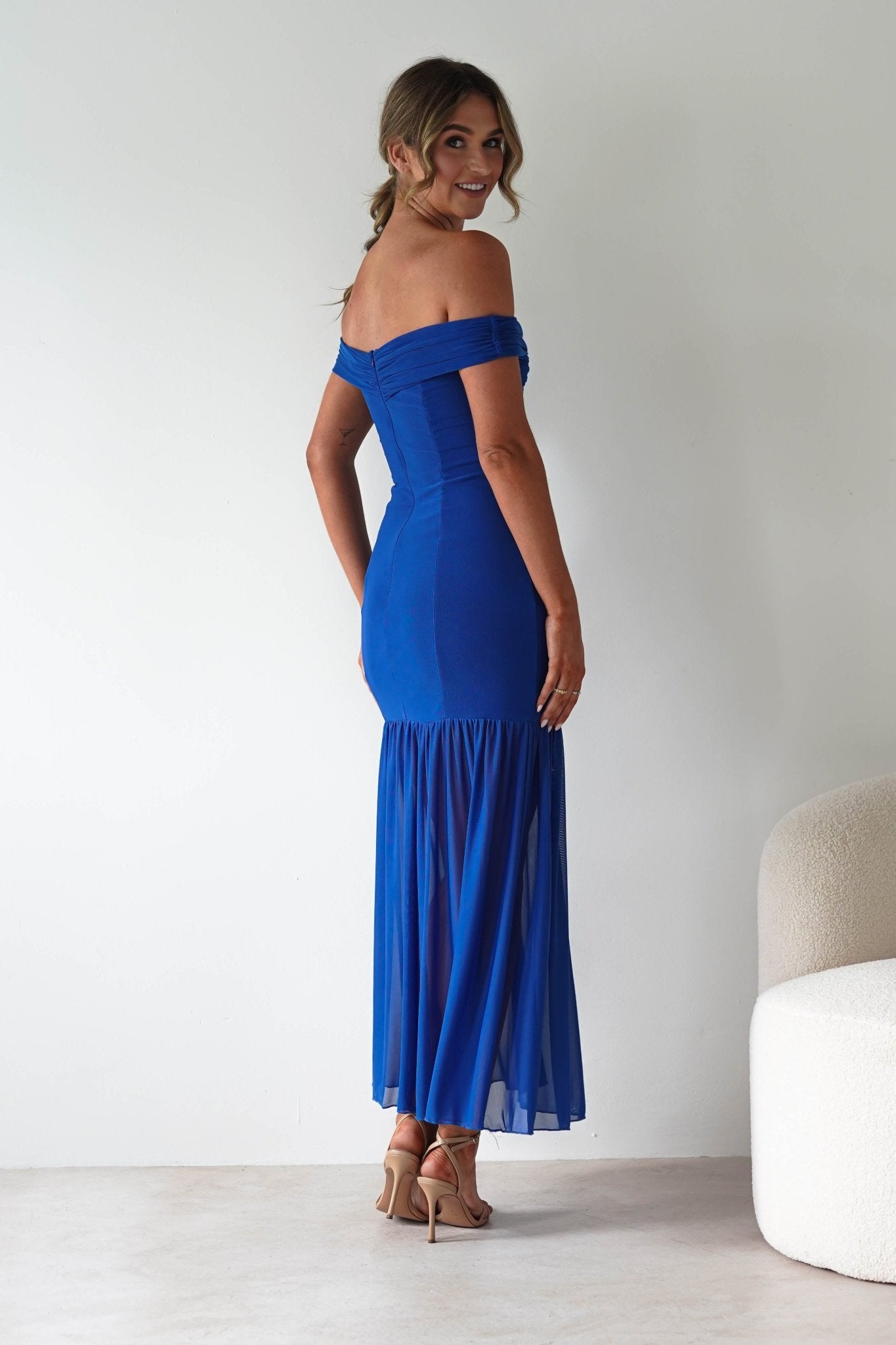 Robin Off The Shoulder Maxi Dress Cobalt Blue | Wedding Guest Dress | Off Shoulder | Maxi | Oh Hello Clothing