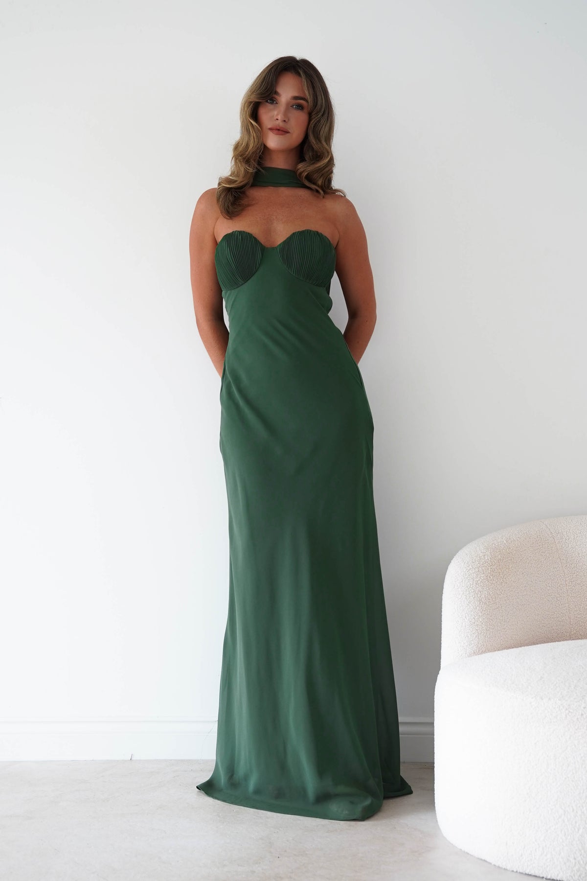 Oh Hello Clothing Women > Clothing > Dresses Robyn Strapless Chiffon Scarf Maxi Dress | Green