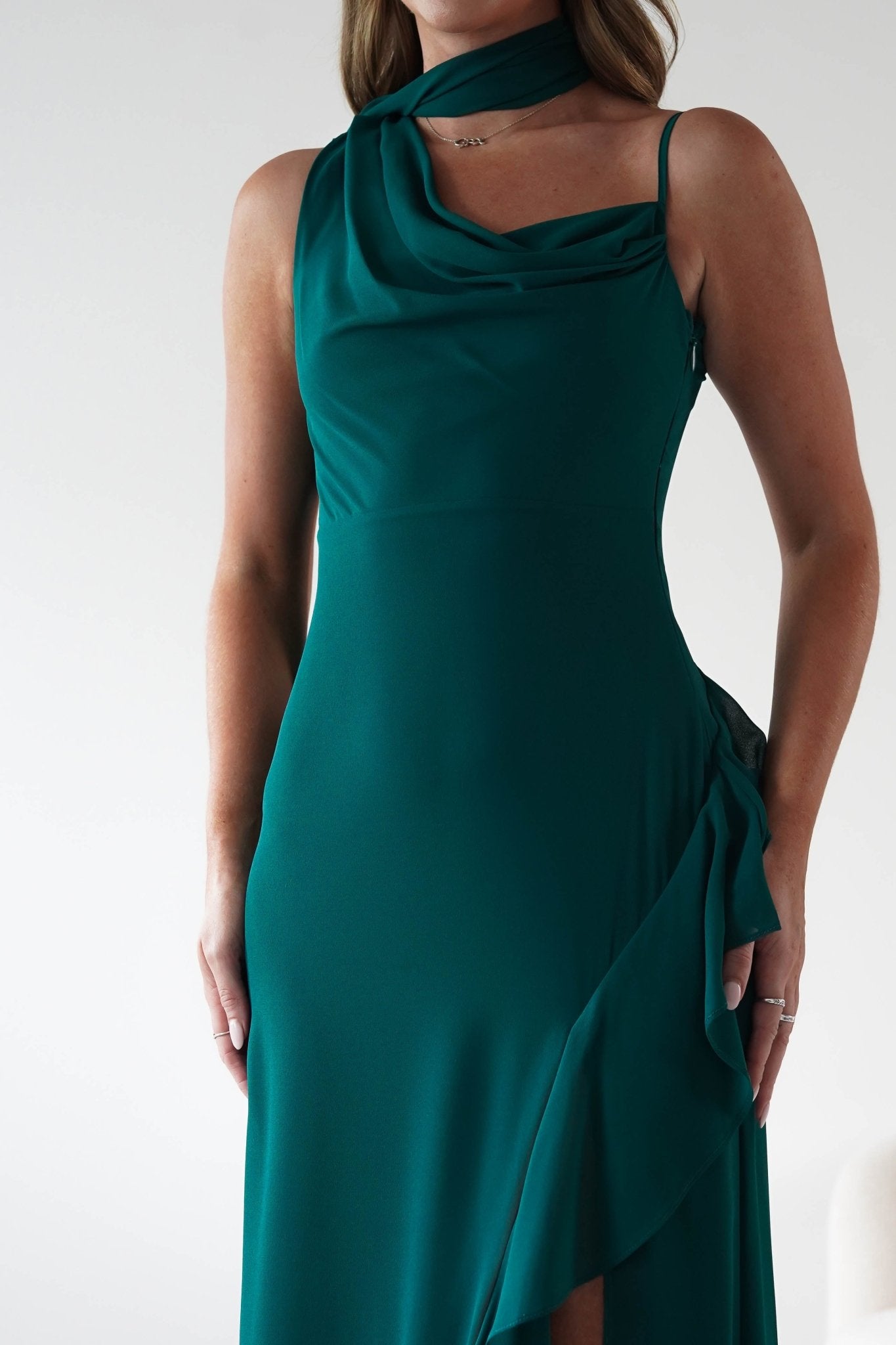 Rosella Ruffle Detail Maxi Dress Emerald | Wedding Guest Dress | Maxi | Oh Hello Clothing